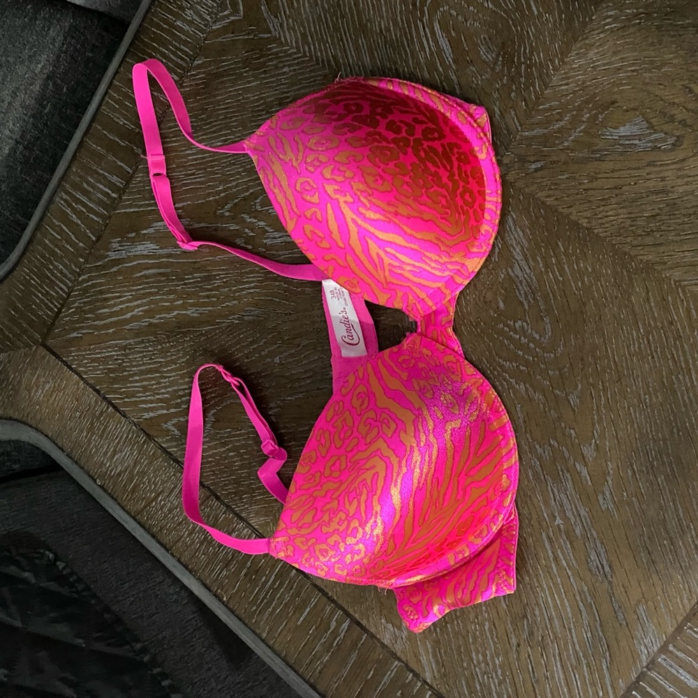 NWOT Candie’s Pink Orange Zebra Bra 34B